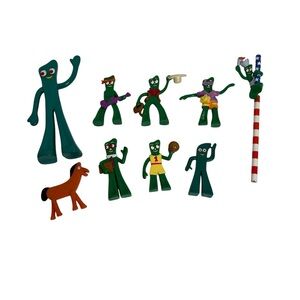 Vintage Gumby and Pokey Figurine Lot and Pencil